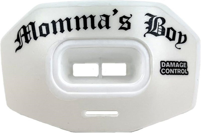 DAMAGE CONTROL Youth Football Mouth Guard – Breathable No Boil Mouthpiece, Protects Lips & Teeth, Works with Braces, Includes Helmet Strap – Sports Gear & Accessories (Momma's Boy) - Image 1